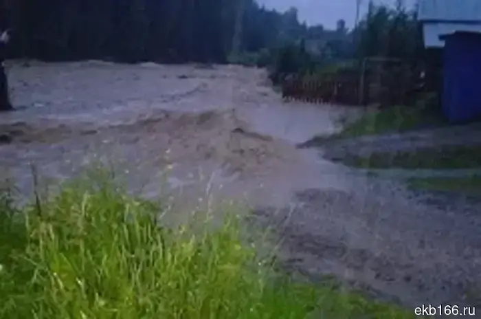 A pile of cut logs was discovered in the upper reaches of the river in Nizhnie Sergi after the flood.