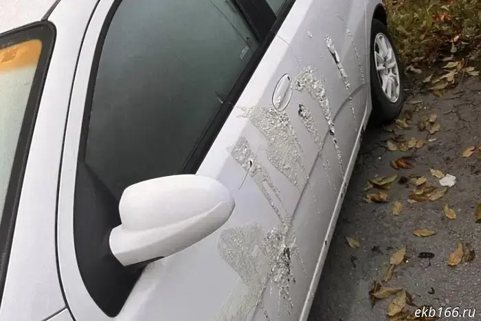 In Yekaterinburg, unidentified individuals are dousing cars with acid.