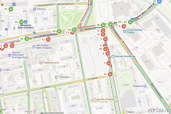 Tram traffic in Yekaterinburg is paralyzed.