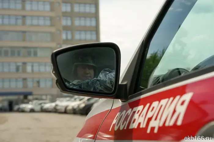 В Екатеринбурге сотрудники Росгвардии задержали мужчину с ножом, который гулял возле школы.