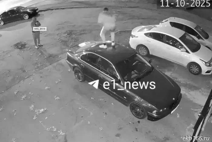В Екатеринбурге несколько мужчин-взрослых организовали фотосессию на крышах автомобилей BMW и Lexus, принадлежащих другим людям.