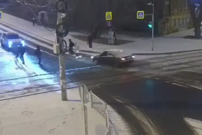 In Yekaterinburg, an unidentified driver hit two people at a pedestrian crossing and fled the scene.