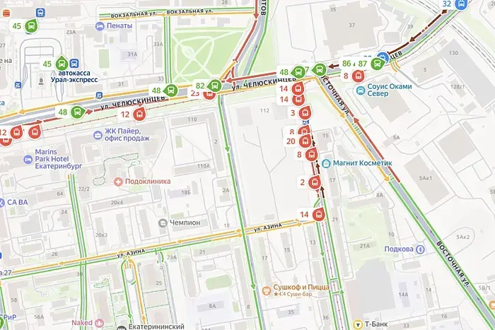 Tram traffic in Yekaterinburg is paralyzed.