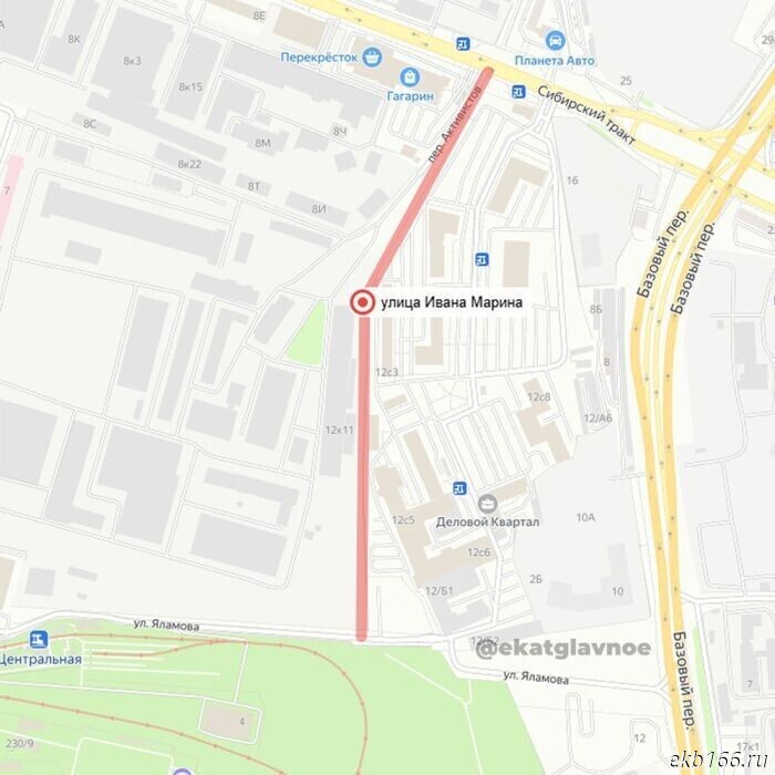 The future location of Ivan Marin Street in Yekaterinburg has been revealed (MAP)