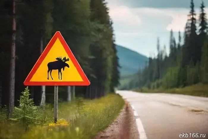 Near the Beloyarsk Nuclear Power Plant, an SUV collided with a moose that ran onto the highway.