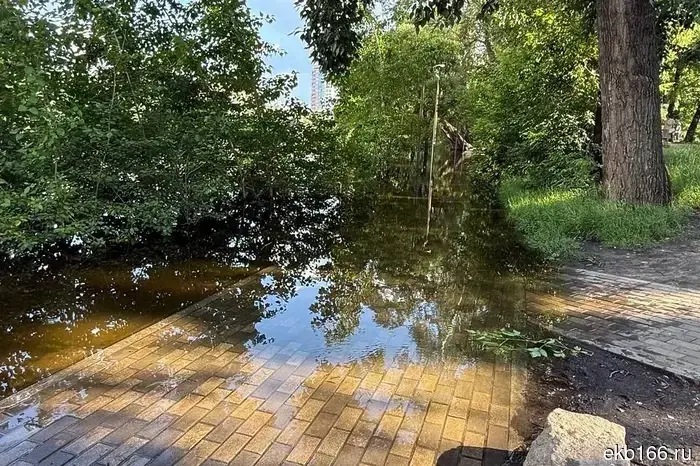 Вода приблизилась к Дендропарку: река Исеть в Екатеринбурге вновь переполнена и вышла за свои берега – фотографии.