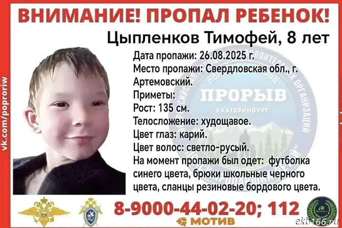 Media: clothing found in Artyomovsky does not belong to the missing boy.