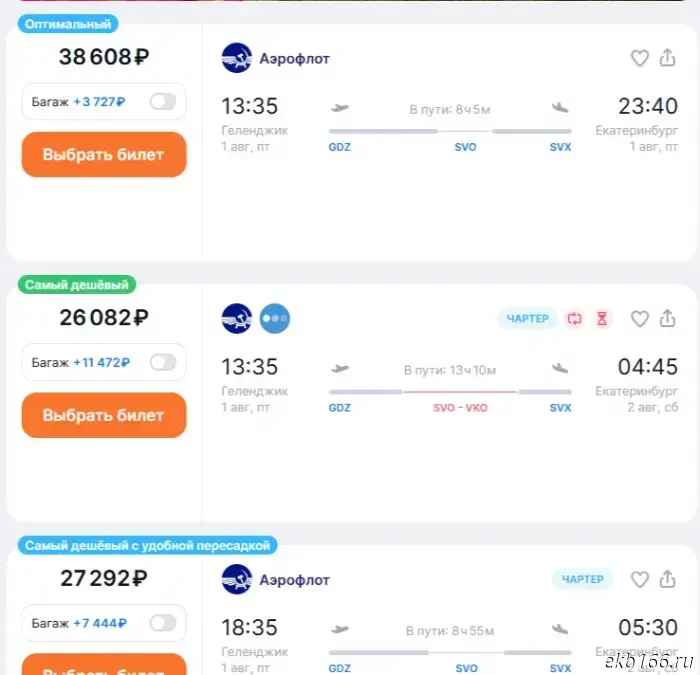 It became known how much it costs to fly from Yekaterinburg to Gelendzhik