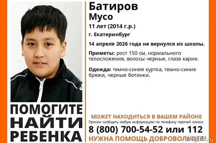 An 11-year-old boy went missing on his way home from school in Yekaterinburg.