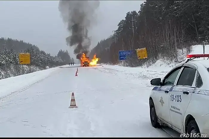 Traffic is restricted on the Yekaterinburg-Serov highway due to a truck fire.