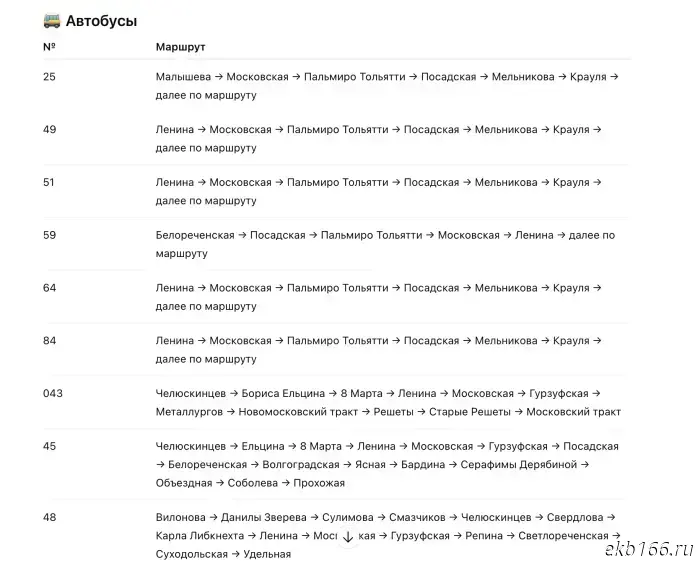 Public transport in Yekaterinburg will change its routes due to road closures.