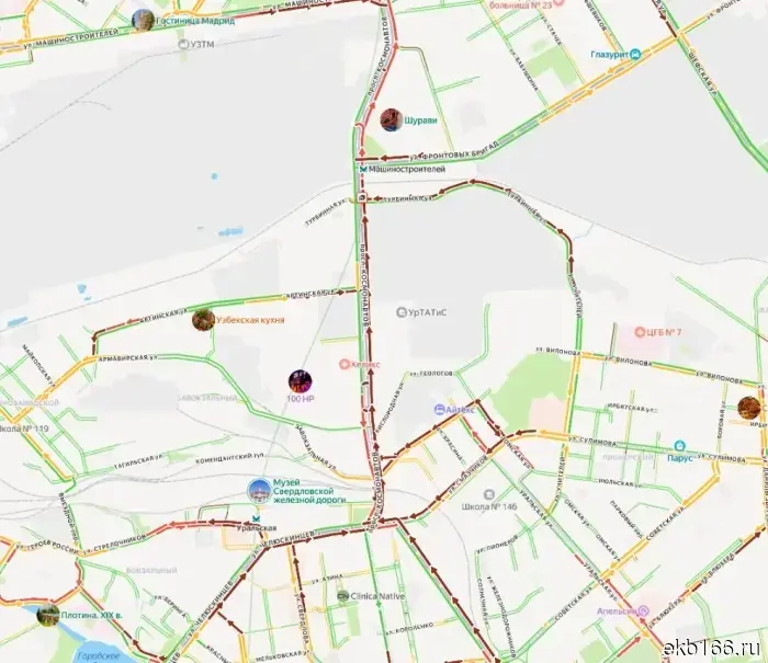 Yekaterinburg has come to a standstill in a giant traffic jam due to road closures and repair work.