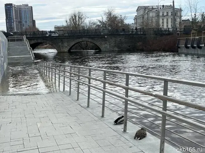 The embankment in Yekaterinburg has been flooded.