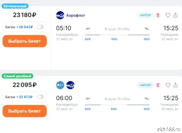 It became known how much it costs to fly from Yekaterinburg to Gelendzhik