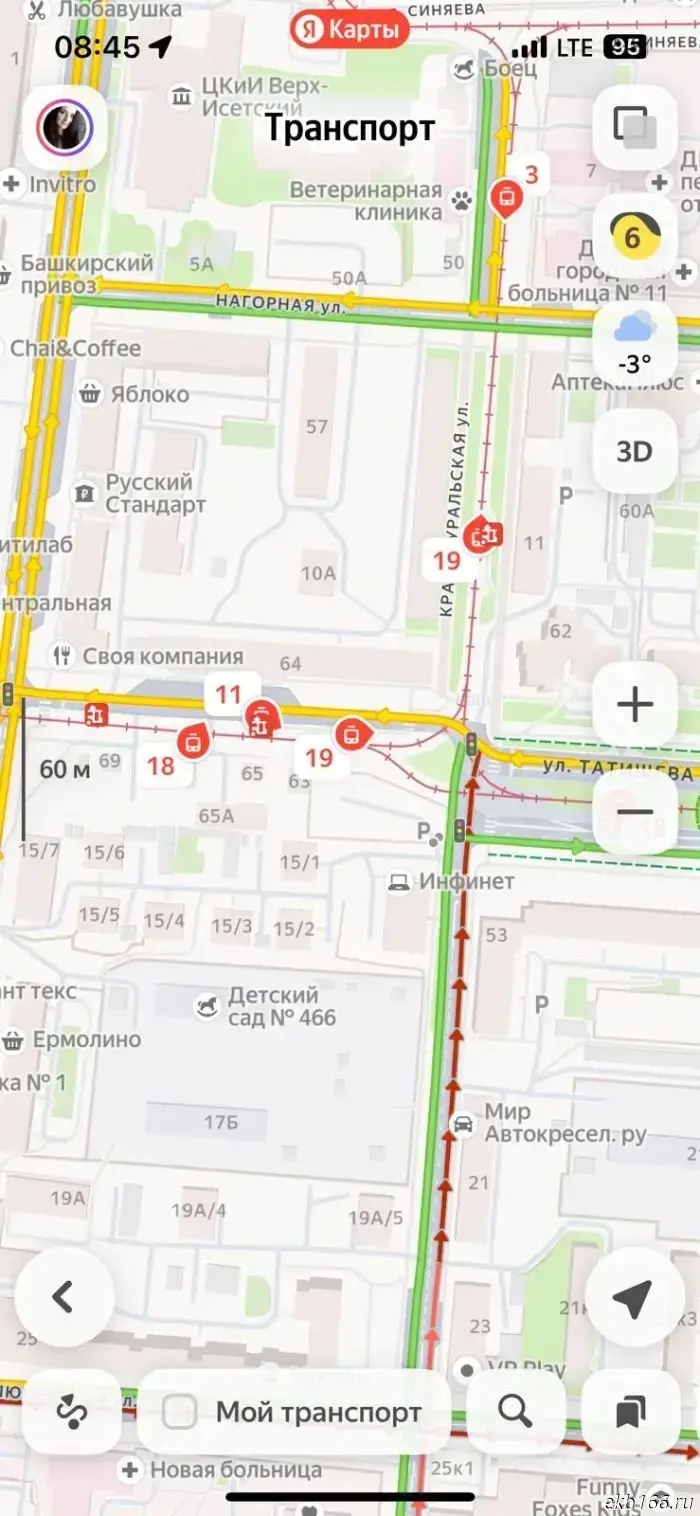 Trams have stopped on Tatishcheva Street.